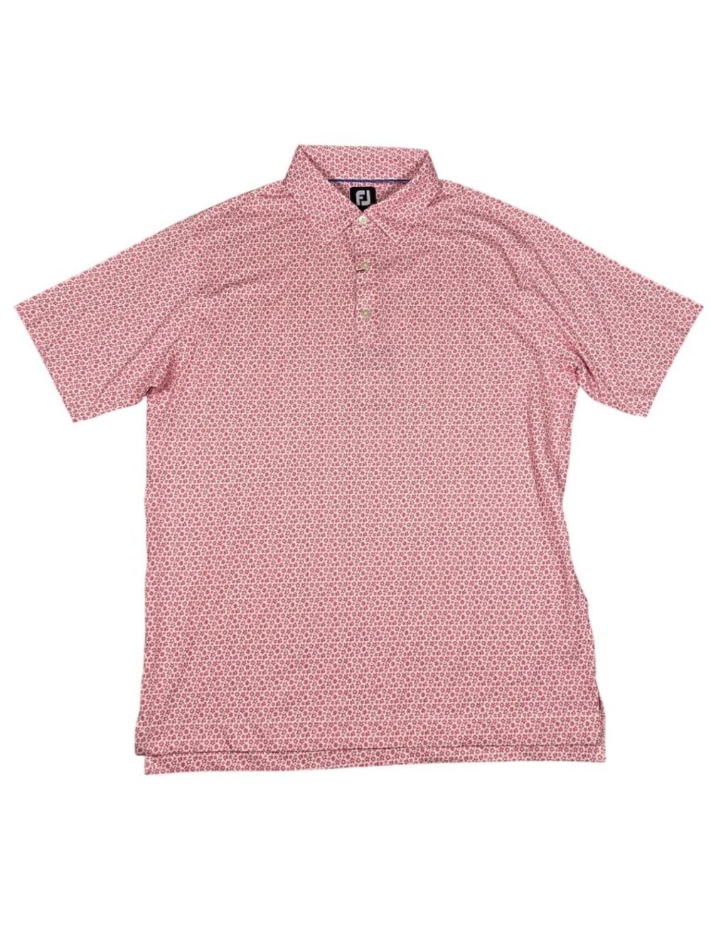 FootJoy Mens Pink Floral Short Sleeve Golf Polo Shirt L Polyester NWT